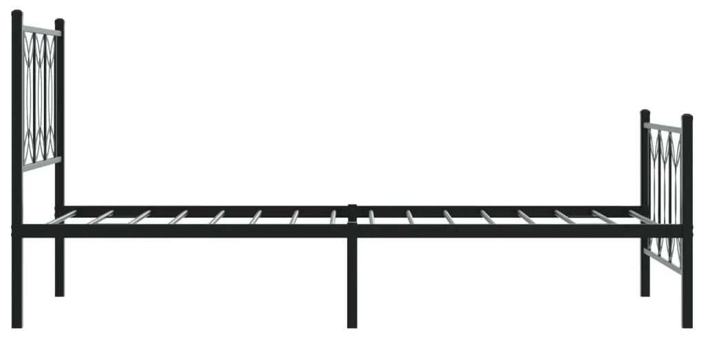 Estrutura de cama com cabeceira e pés 75x190 cm metal preto