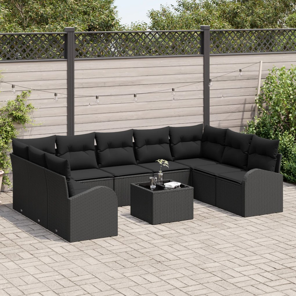 Conjunto de Sofá de Jardim vidaXL 10 Peças com Almofadas Bege em Vime