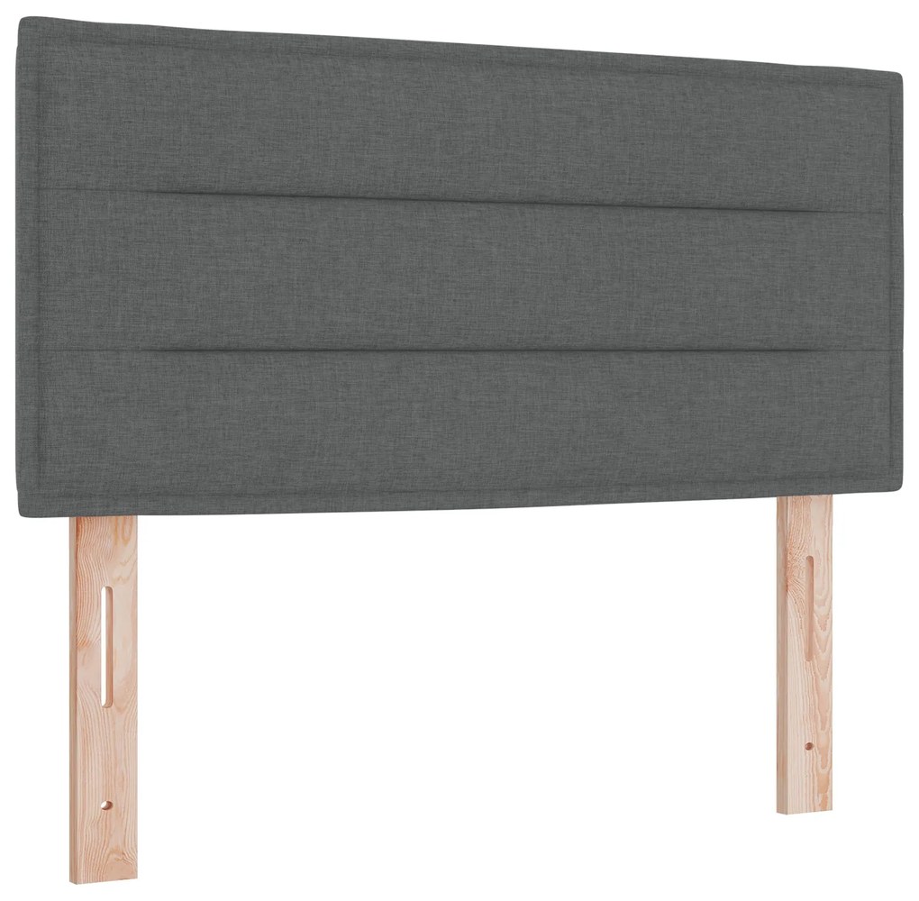 Cama Box vidaXL com Colchão Cinza Escuro 90x200 cm Tecido, Cabeceira c