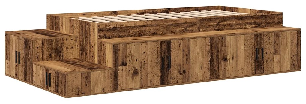 Estrutura de Cama de Armazenamento Madeira Velha 90x200 cm