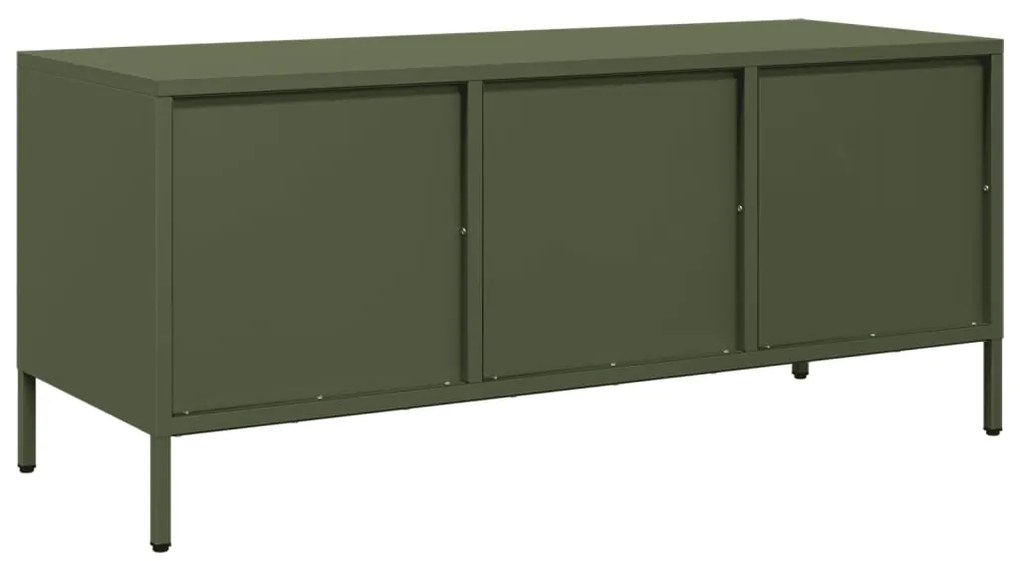 Móvel de TV 101,5x39x43,5 cm aço laminado a frio verde-azeitona