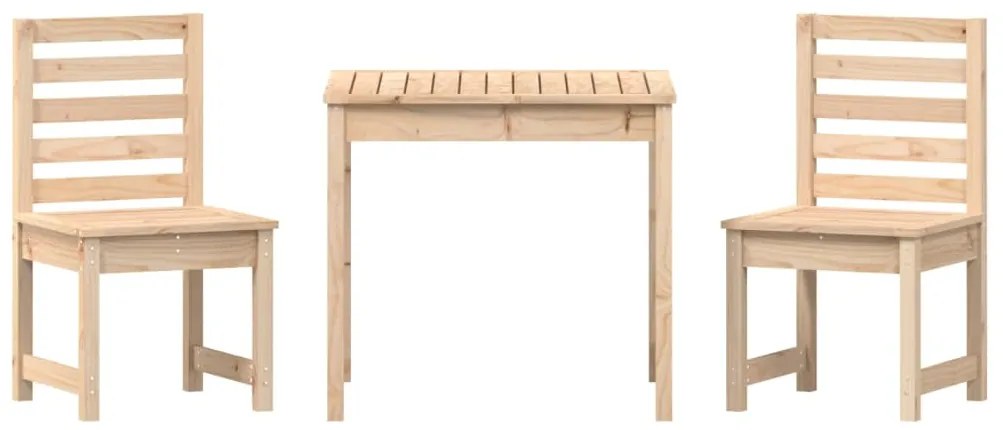 3 pcs conjunto de bistrô para jardim madeira de pinho maciça