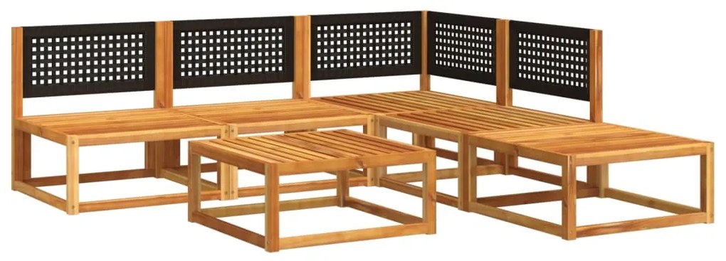 6 pcs conjunto de sofás de jardim com almofadões acácia maciça