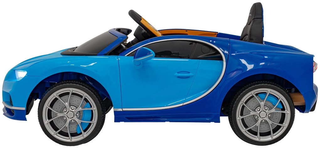 Carro elétrico para Crianças 12V Bugatti Chiron Rodas de EVA, Assento de couro Azul