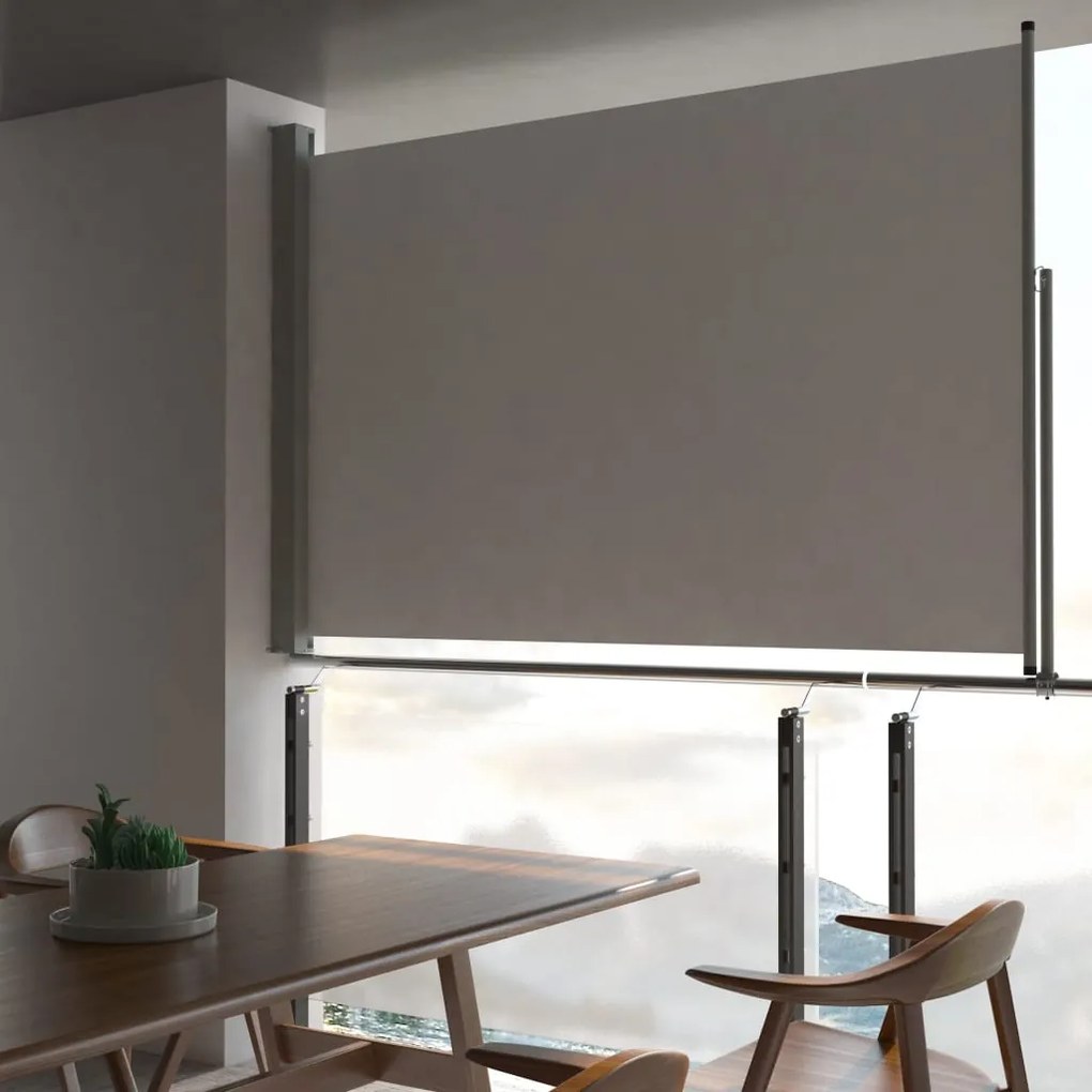vidaXL Toldo lateral retrátil para pátio 160x300 cm cinzento