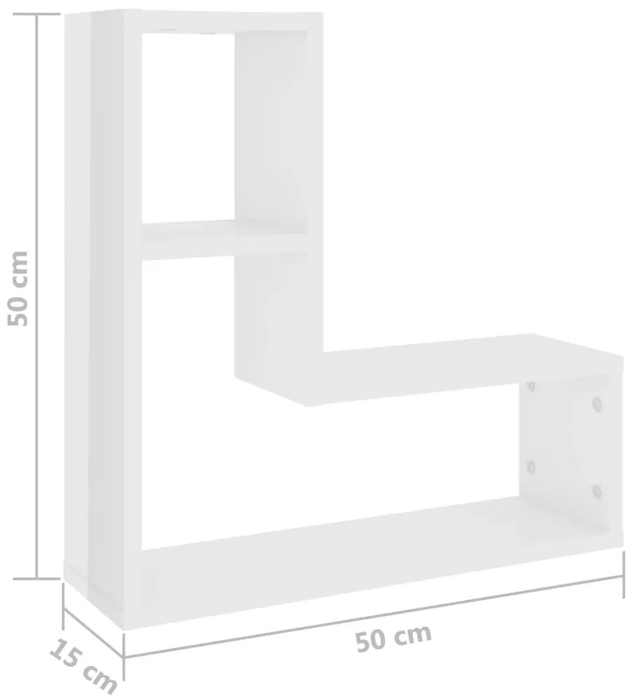 Estantes de parede 2 pcs derivados de madeira branco brilhante