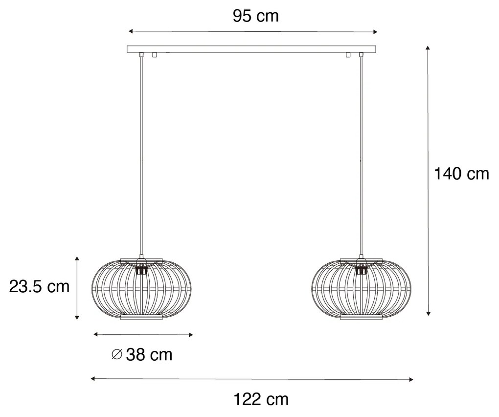 Candeeiro de suspensão oriental em bambu 2 luzes - Amira Oriental