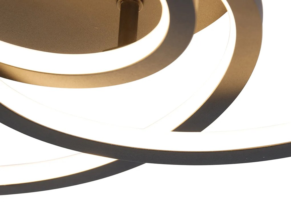 Candeeiro de teto preto 45 cm com LED regulável em 3 níveis - Rowin