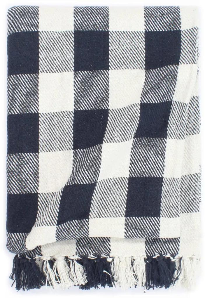Manta em algodão 125x150 cm xadrez azul-marinho