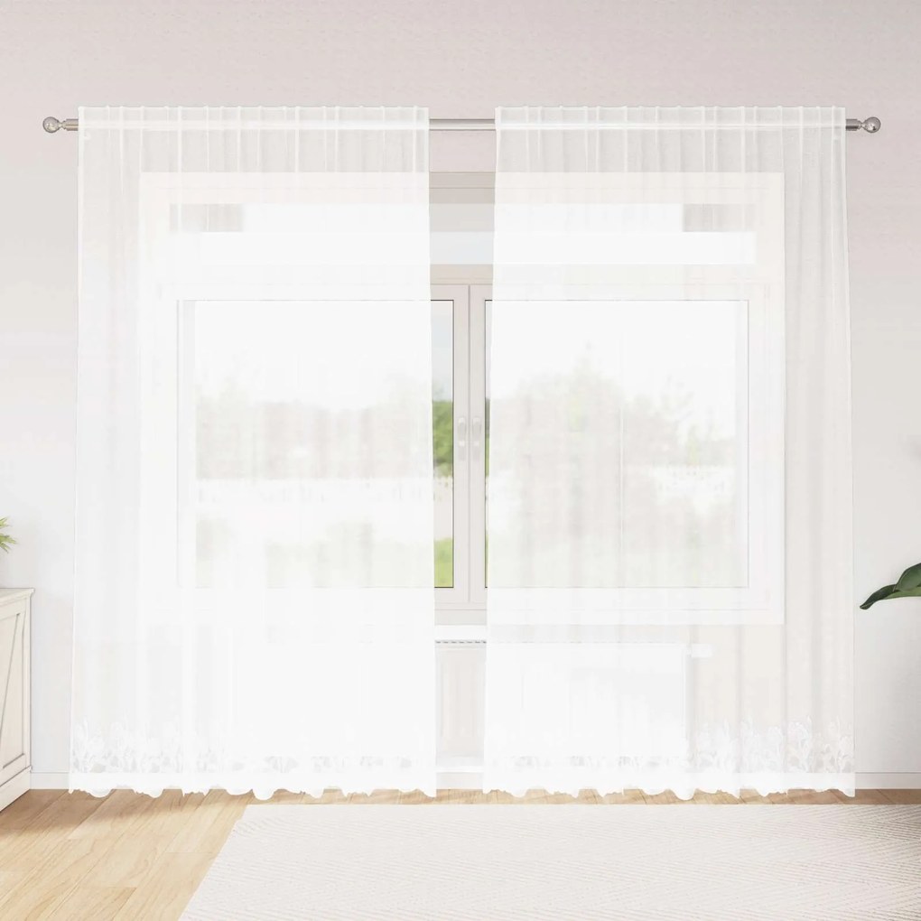 vidaXL Cortina de Renda com cortinas Branco 245 x 200 cm Poliéster