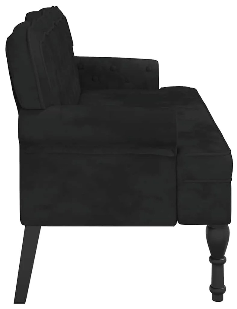 Banco com encosto 119,5x64,5x75 cm veludo preto