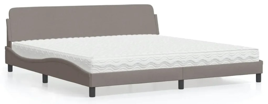Cama com colchão 200x200 cm tecido cinzento-acastanhado