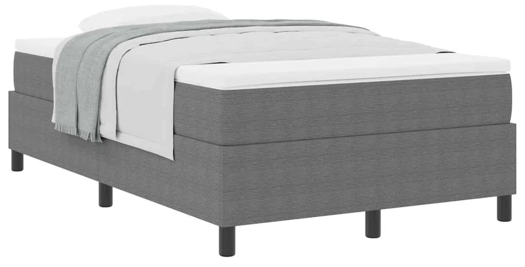 Cama Box Spring com Colchão Cinza Claro - 120 x 200 cm em tecido cordu