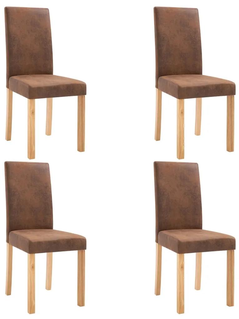 vidaXL Cadeiras de jantar 4 pcs camurça artificial castanho - 183420