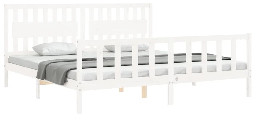 Cama sem colchão 200x200 cm madeira de pinho maciça branco