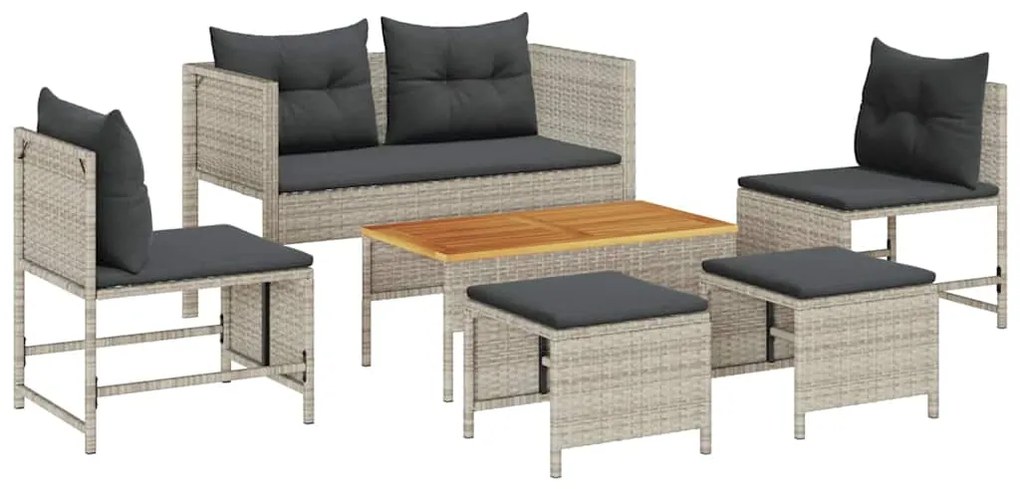 Conjunto de Sofás para Exterior Cinza claro e cinza escuro