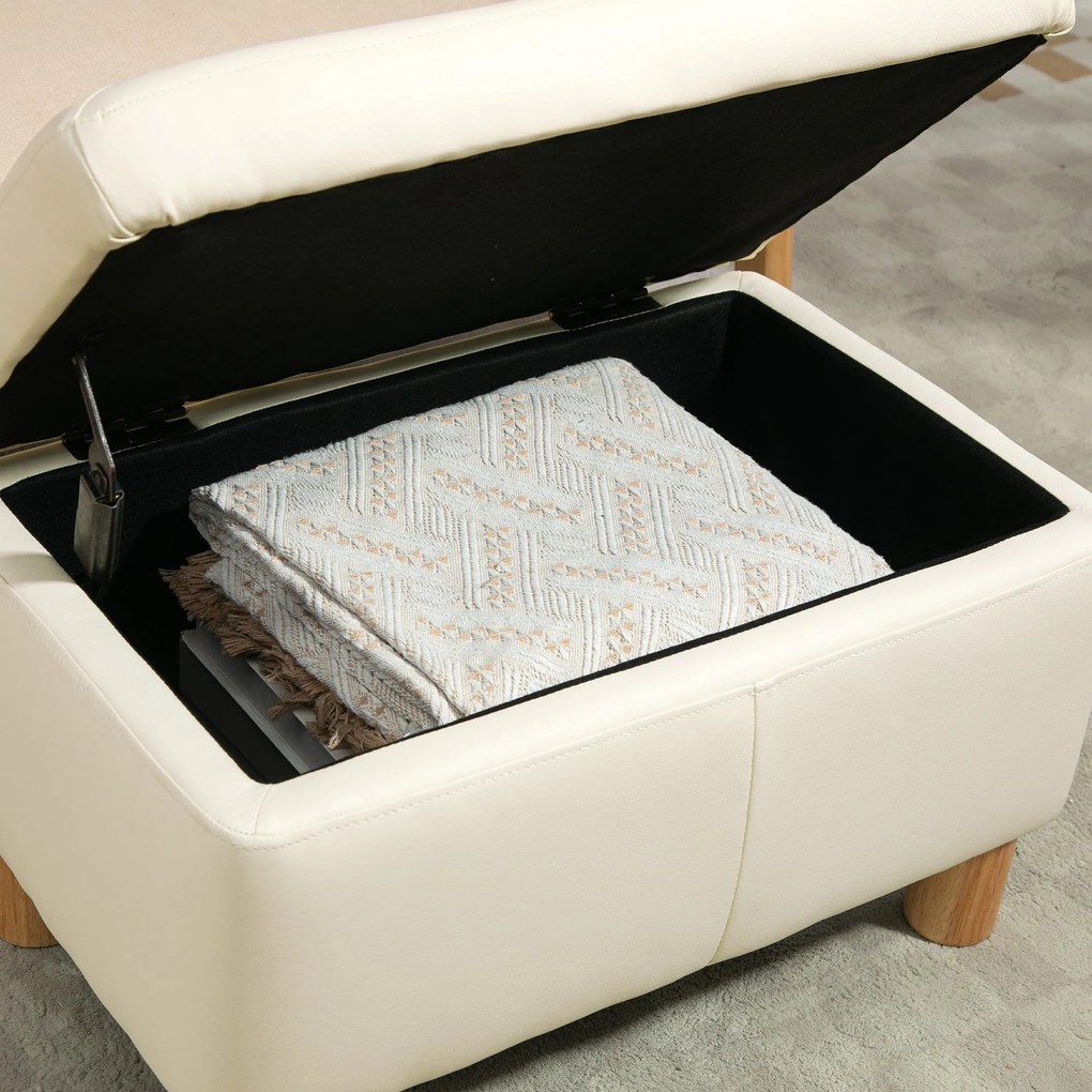 Baú Puff de Armazenamento "Lykke" – 33L – Estofado em Couro PU – 60x38
