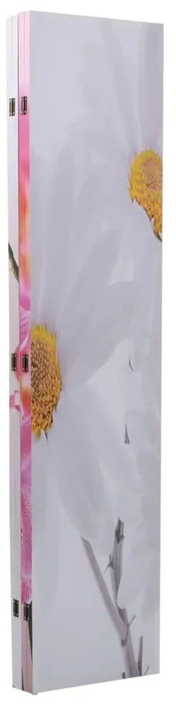Biombo dobrável com estampa de flores 160x170 cm