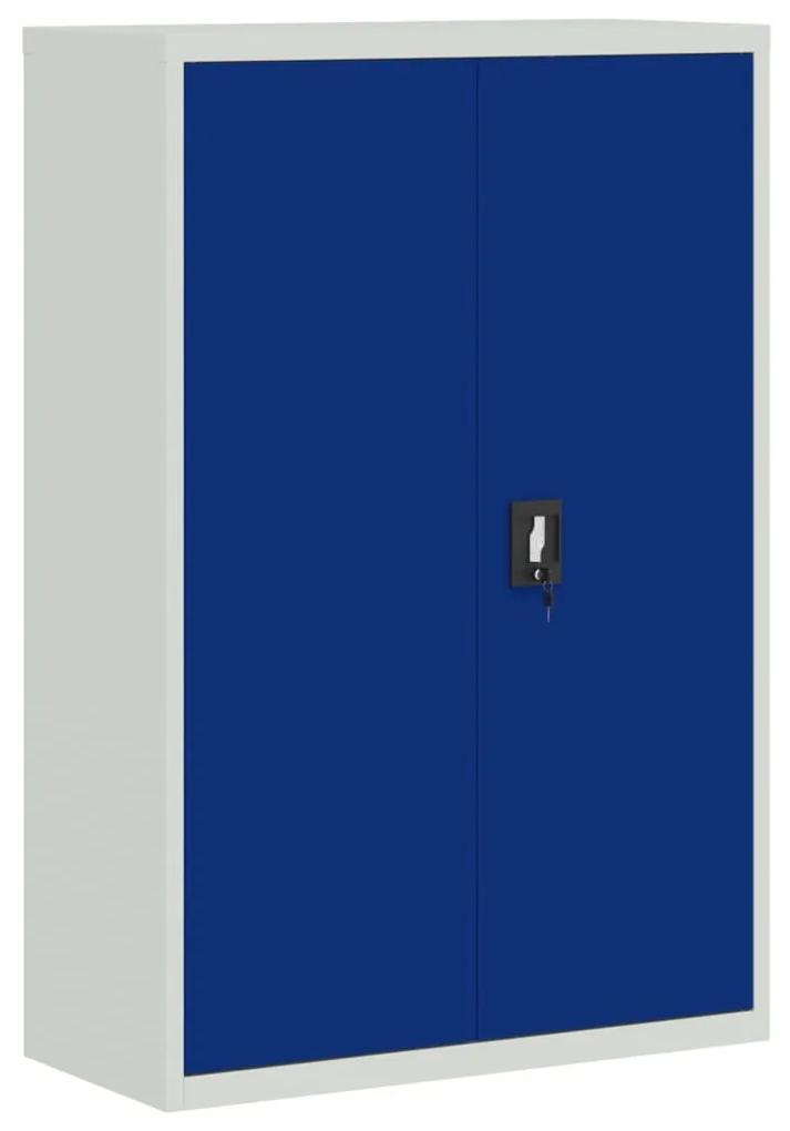 Armário de escritório 90x40x140 cm metal cinzento e azul