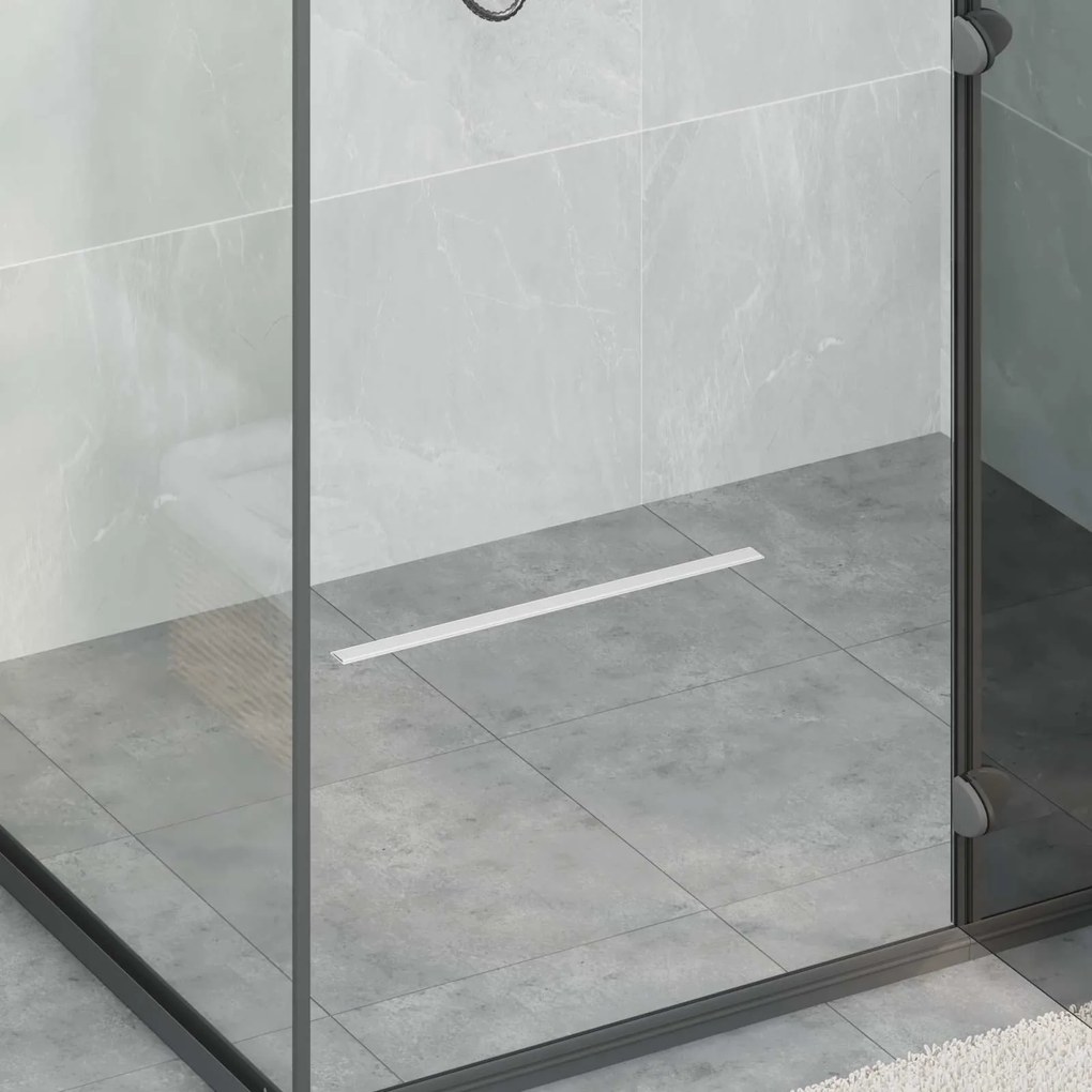 vidaXL Ralo de Chuveiro 360° com Modelo Slim Prateado 50 cm