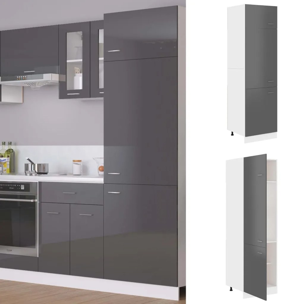 vidaXL Armário para frigorífico “Lyon” 60x57x207 cm cinza