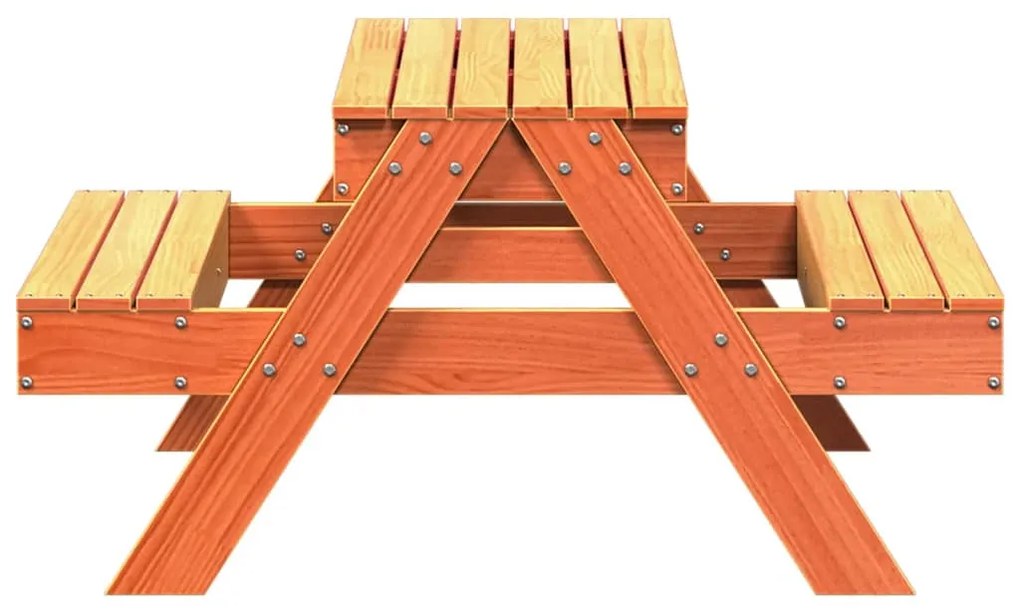 Mesa piquenique c/ caixa areia infan. pinho maciço castanho-mel