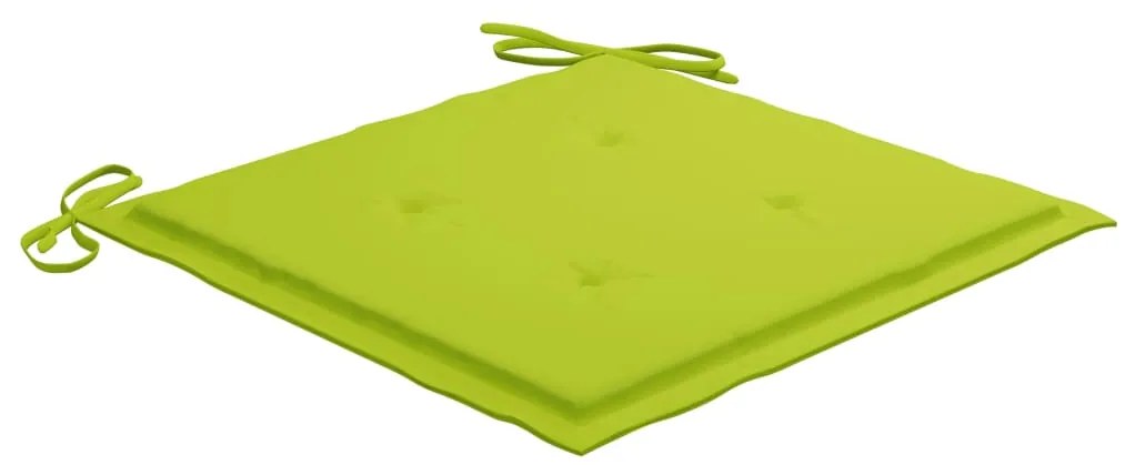 Cadeiras jardim c/ almofadões verde brilhante 2 pcs teca maciça
