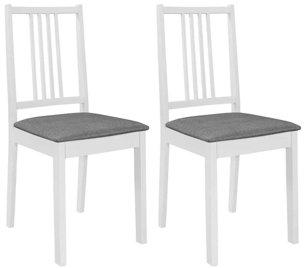 Cadeiras de jantar com almofadões 2 pcs madeira maciça branco
