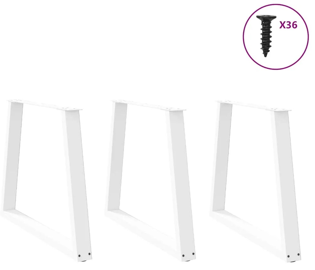 Pernas para mesa de jantar em V 3 peças, branco, 70x(72-73,3) cm, aço