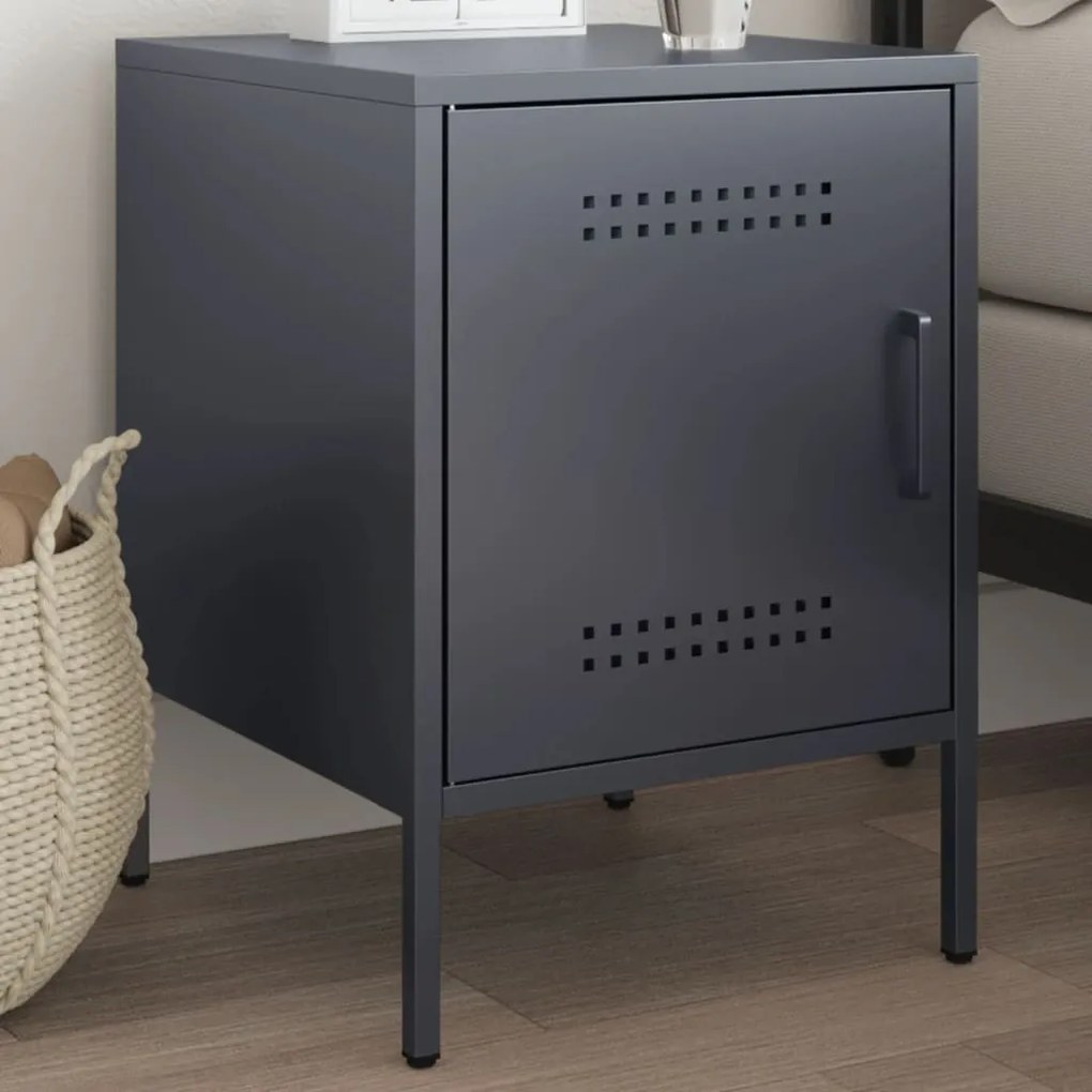 vidaXL Mesa de cabeceira 36x39x50,5 cm aço antracite