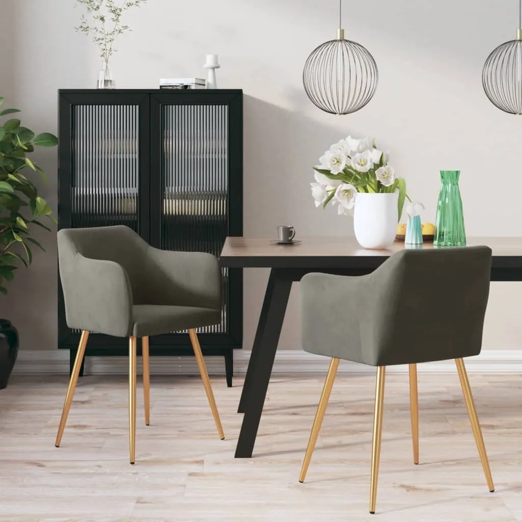 vidaXL Cadeiras de jantar 2 pcs veludo cinzento-escuro