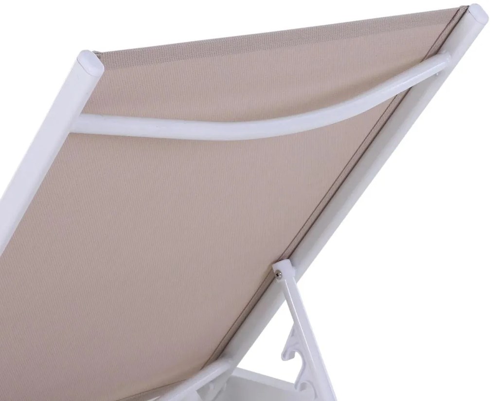 Espreguiçadeira de Jardim com Encosto Reclinável 5 Posições em Alumínio e Textilene Carga 120 kg 169x65x102 cm Bege