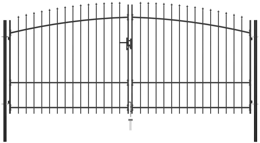 Portão de cerca com porta dupla e topo em lanças 400x225 cm