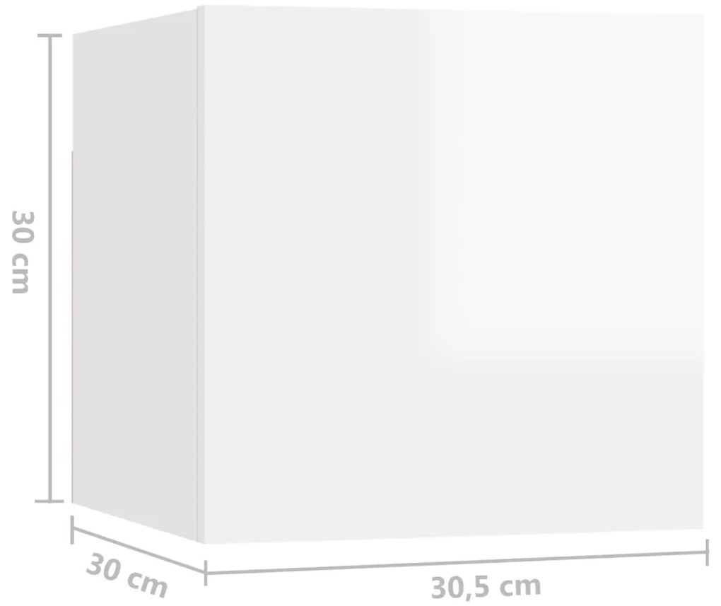 Mesa de cabeceira derivados de madeira branco brilhante