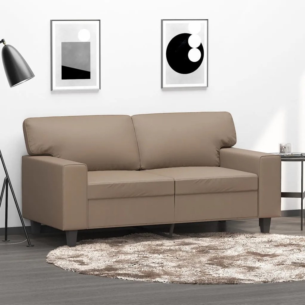 vidaXL Sofá de 2 lugares 120 cm couro artificial cor cappuccino