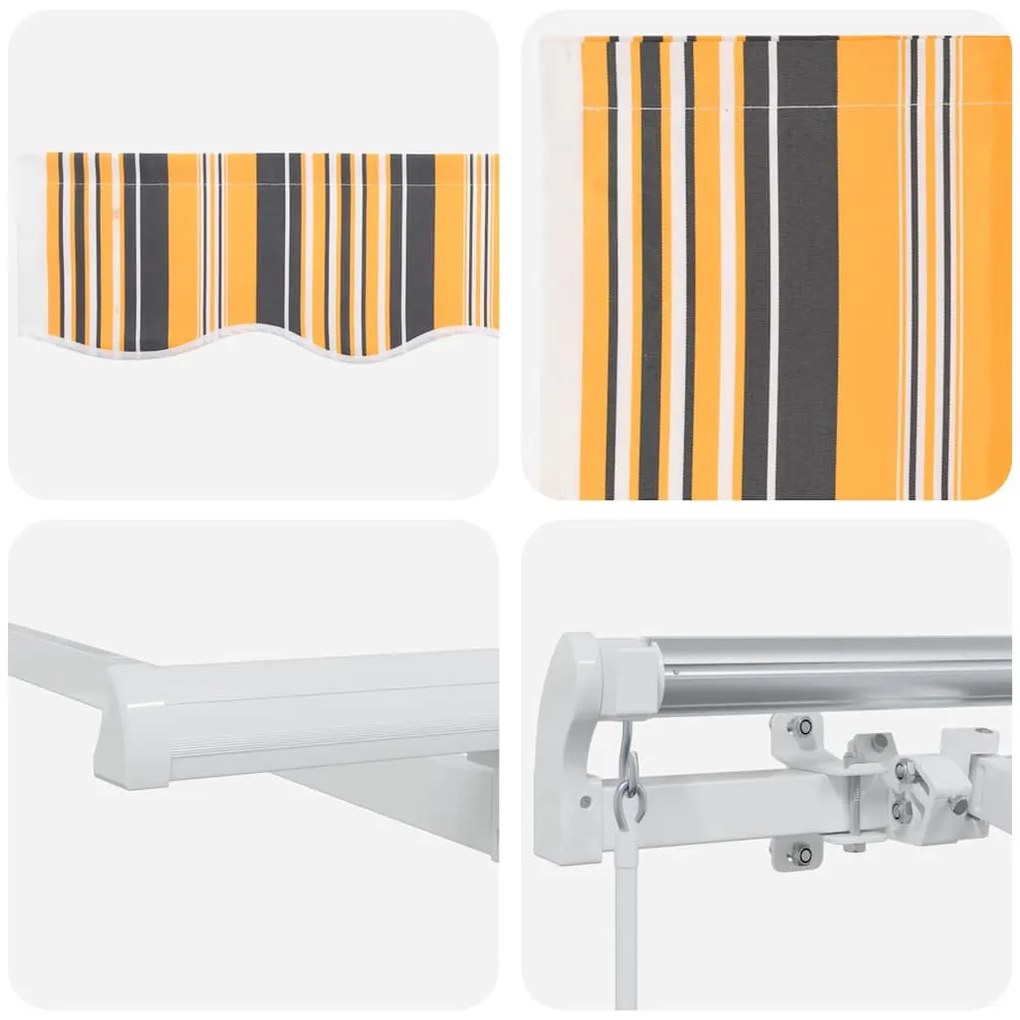 Toldo Retrátil Manual Multicolorido e Amarelo e Cinza e Branco