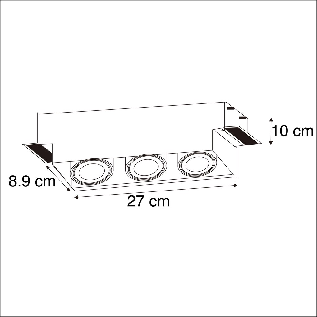 Foco embutido preto, giratório e inclinação 3-light trimless - Oneon 3 Design,Industrial,Moderno