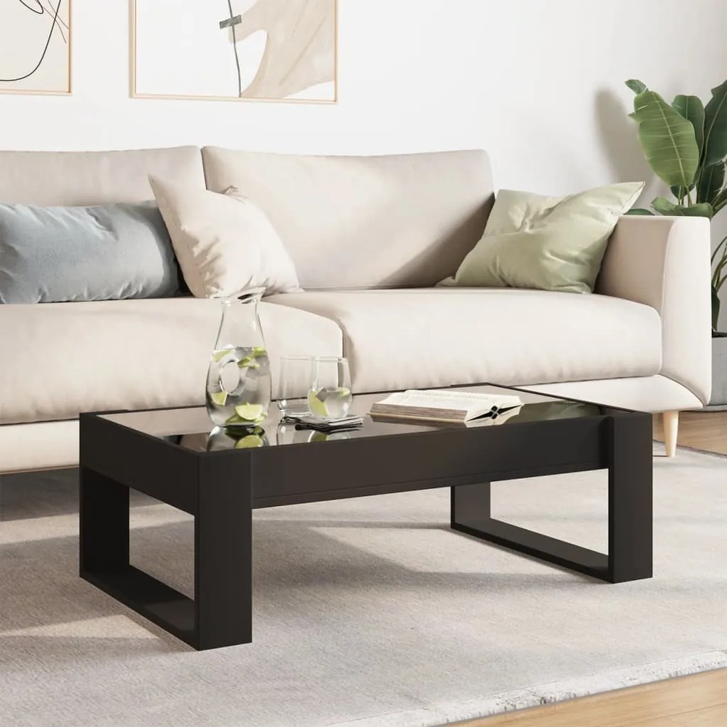 Mesa de centro luzes LED Infinity 90x53x30 cm preto