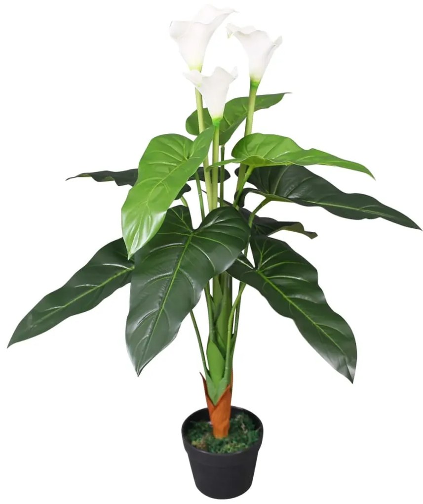 244445 vidaXL Planta jarro artificial com vaso 85 cm branco