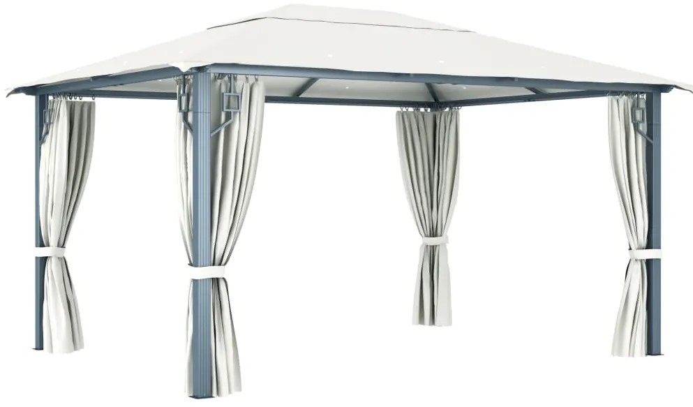 Gazebo com cortina 400x300 cm alumínio creme
