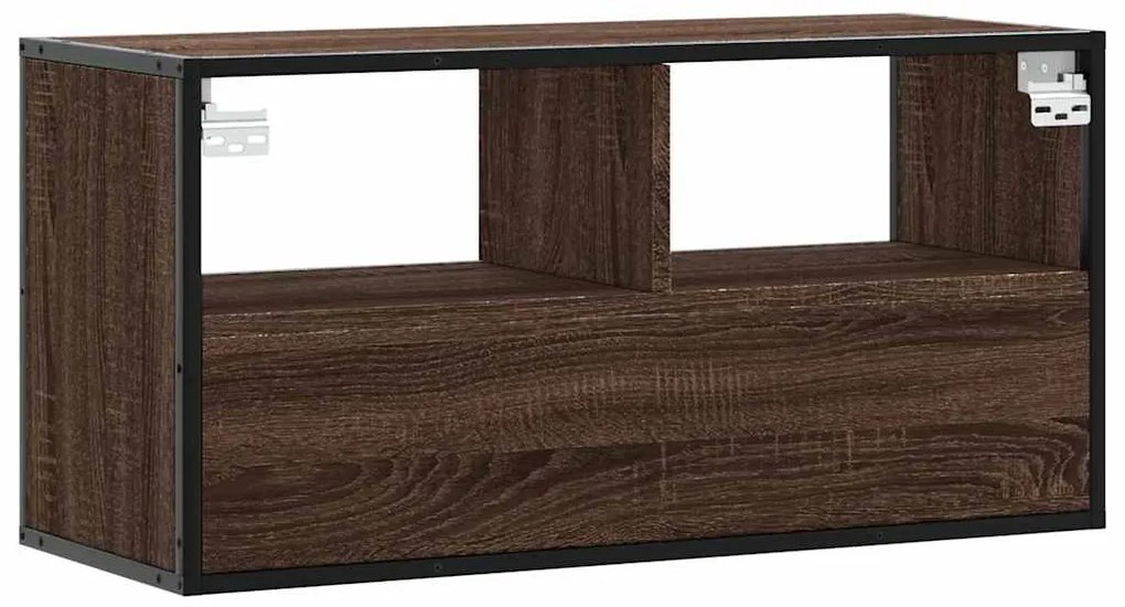 Móvel p/ TV 80x31x39,5cm deriv. madeira/metal carvalho castanho