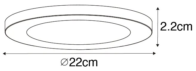 Foco embutido ou de superfície branco 22 cm com LED dimmer 3 etapas - Trans Moderno