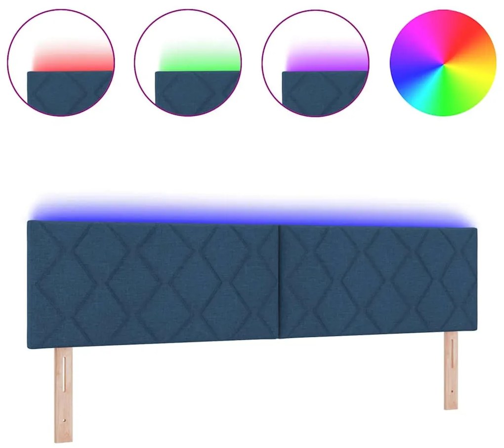 Cabeceira LED vidaXL Design Blocos de Diamantes Azul 180 cm Tecido