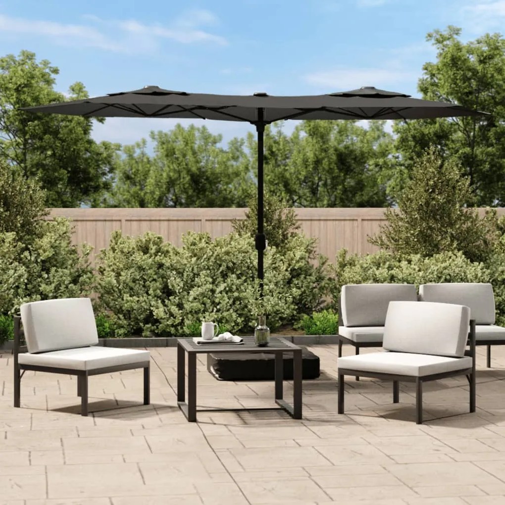 Guarda-sol de jardim com cabeça dupla 316x240 cm antracite