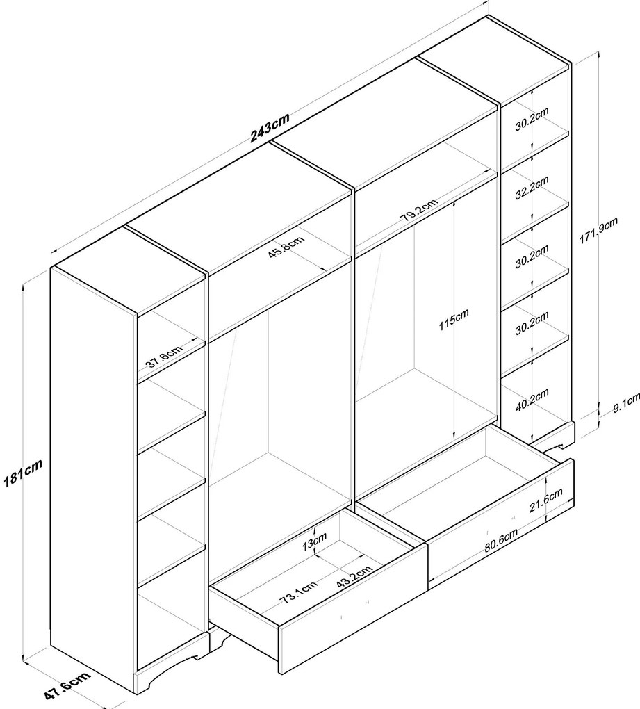 Roupeiro F4 – Branco – 243x181x47,6 cm