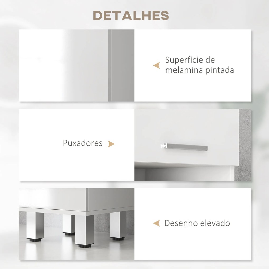 Coluna Casa de Banho Moderna com 1 Gaveta 3 Prateleiras Ajustáveis e 2 Armários Móvel Auxiliar de para Casa de Banho 30x30x180 cm Branco