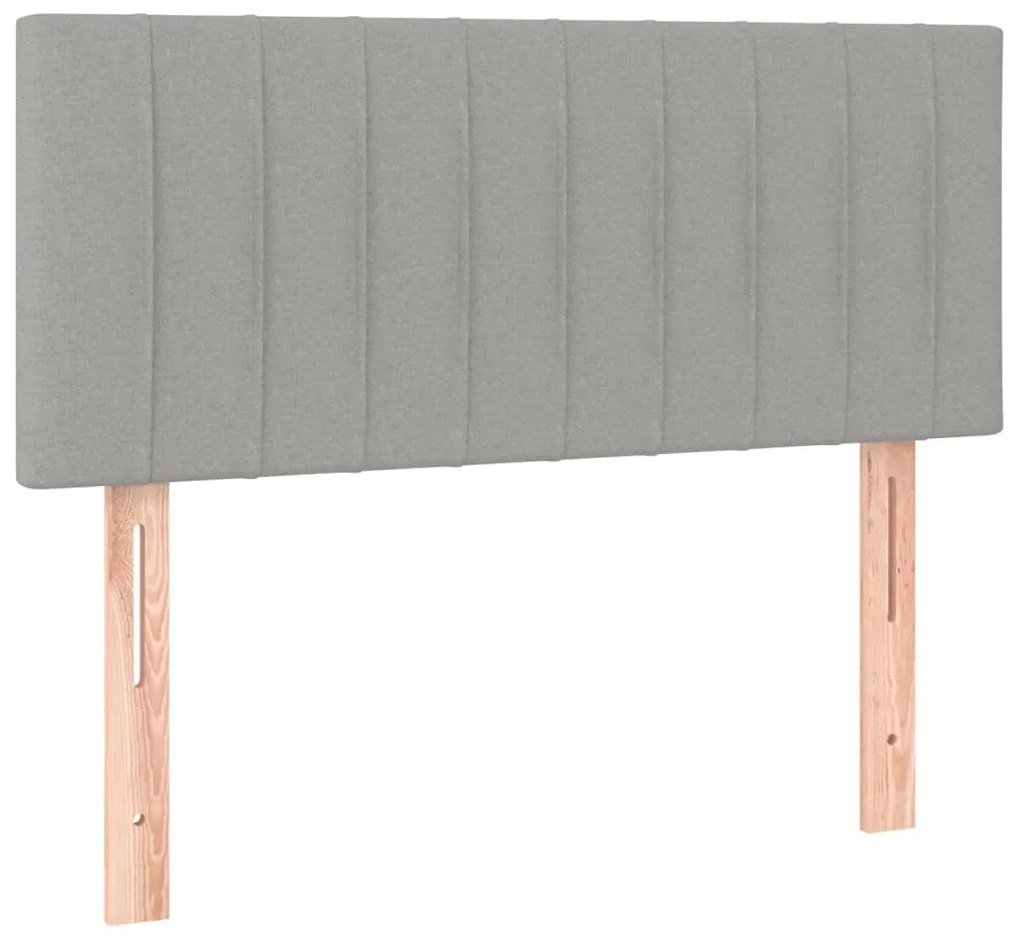 Cama box spring c/ colchão e LED 120x190 cm tecido cinza-claro