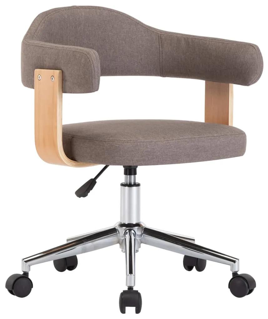 3054841 vidaXL Cadeira escritório giratória madeira/tecido cinza-acastanhado