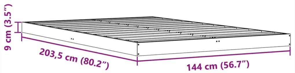 Estrutura de cama 140x200 cm madeira pinho maciça castanho cera