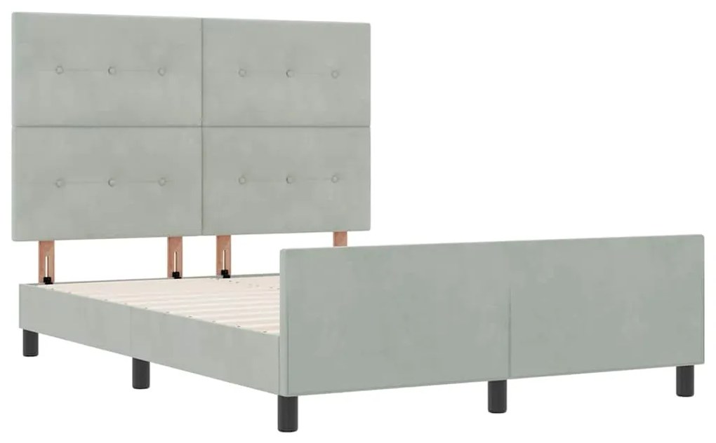 Cama vidaXL Cinza Claro 160x200 cm Veludo